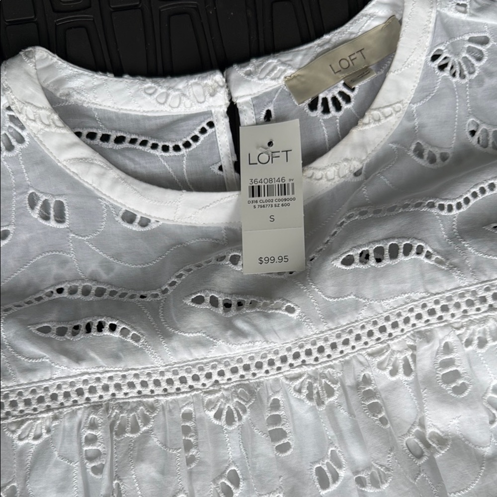 LOFT Elegant White Eyelet Top